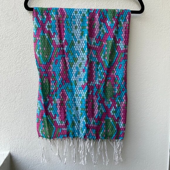 Lilly Pulitzer 73236 Women's Multicolor Silk Cashmere Blend Murfee Scarf 74 x 28